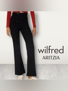 Aritzia Wilfred Free Two Step Black Flare Wide Leg Jeans Size 4